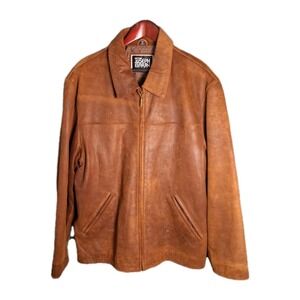 JOSEPH BARRY Genuine Leather Men's Size Large Brown Leather Jacket